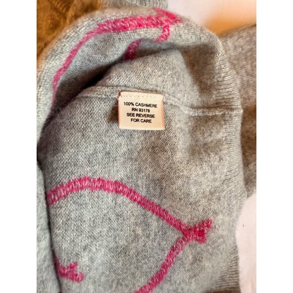 NWT Philosophy Sz S 100% Cashmere Gray Sweater With Pink Heart Design - Picture 11 of 12